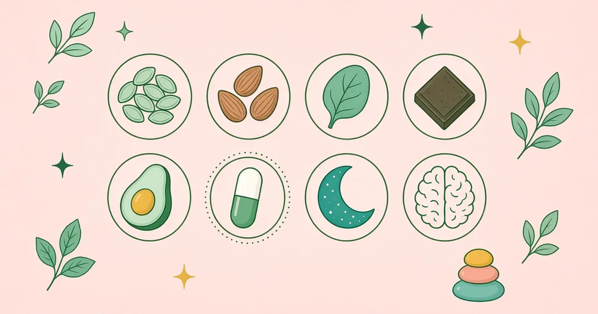 Grid of magnesium-rich food icons