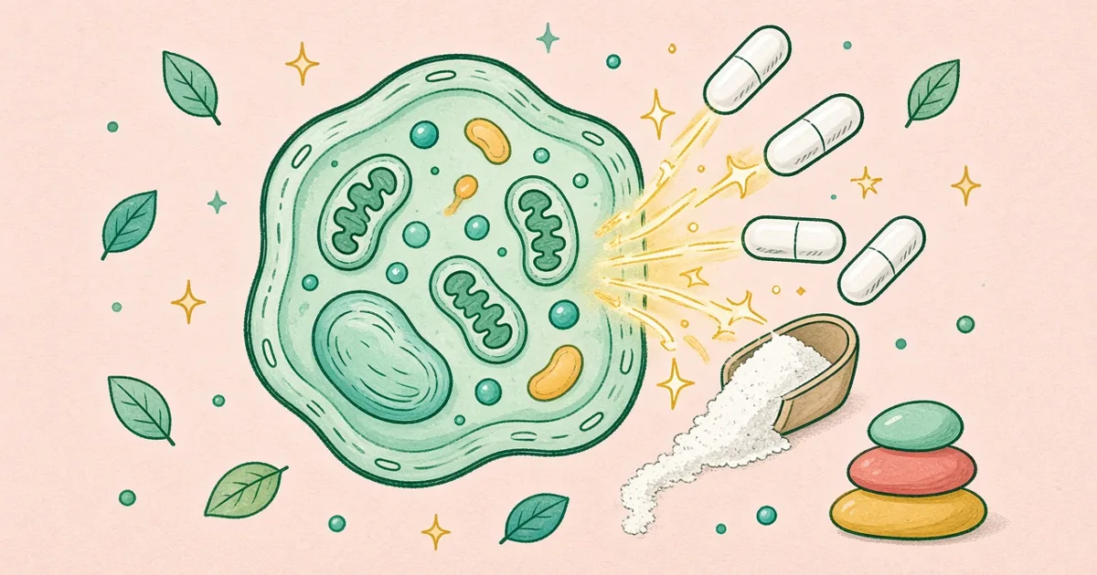 Cell with mitochondria and NMN capsules